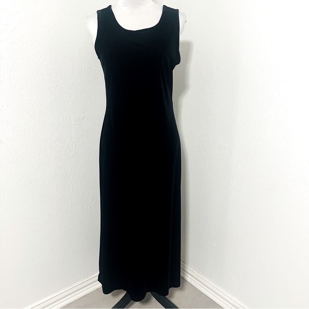 Coldwater Creek Vintage Women Whimsigoth 10P Black Velvet Sleeveless Maxi Dress - Picture 2 of 8